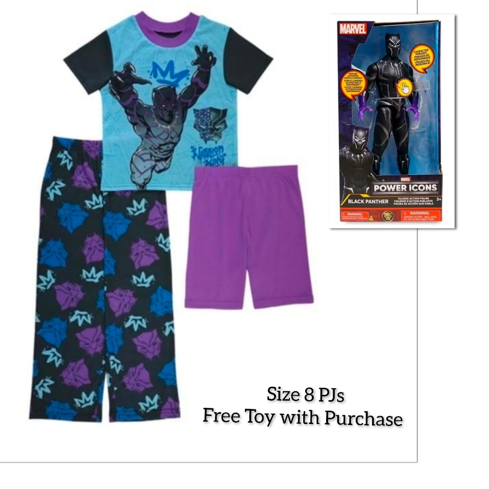 NEW Avengers Black Panther Pajama Set for Boys, size 8